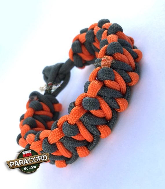 Bransoleta z Paracordu typ "Tesla", kolor: "Gun Metal - Orange Yellow"