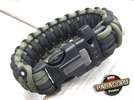 Bransoleta z Paracordu typ "King Cobra" na klamrze z wbudowanym gwizdkiem, krzesiwem i blachą, Kolor "Black - Army Green"