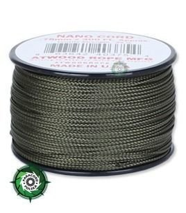 Szpulka linki Nano Cord o długości 91,45 metra, kolor: Army green - mocna poliestrowa linka o średnicy 0,75 mm.