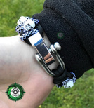 Bransoleta z Paracordu typ "Advanced Geco", z wplecionymi czaszkami, kolor: "Black - Diamond"