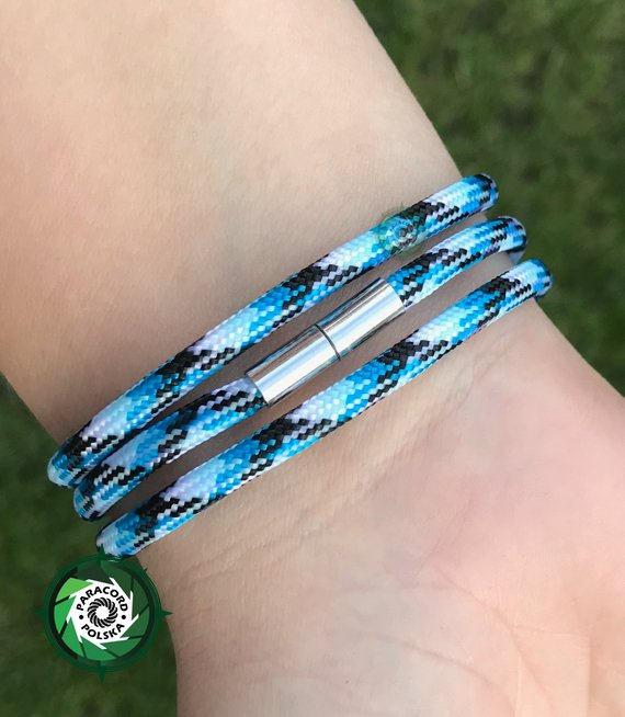 Bransoleta z Paracordu typ: "Magnetic", kolor: "Blue Snake"