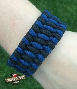 Bransoleta survivalowa z Paracordu typ "Extreme", z wplecioną metalową regulowaną szeklą, kolor: "Blue - Dark"