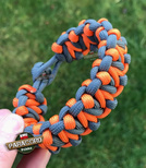 Bransoleta z Paracordu typ "Tesla", kolor: "Gun Metal - Orange Yellow"