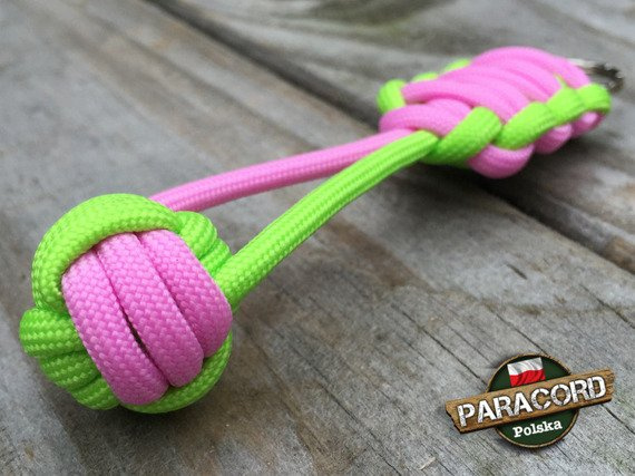 Brelok survivalowy Monkey's Fist "Pięść Małpy", kolor "Fluor green - Pink"