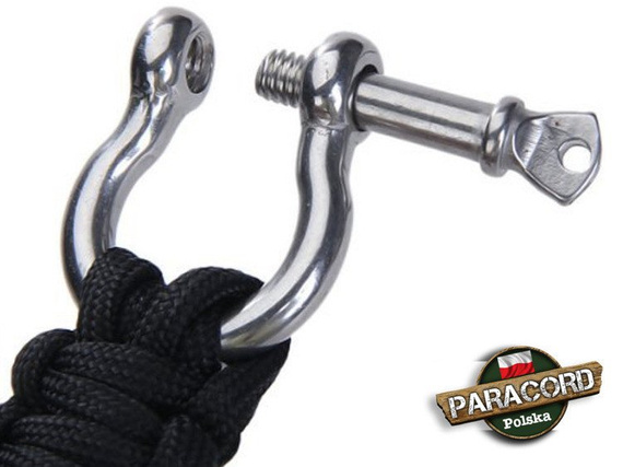 Bransoleta survivalowa z Paracordu typ "Cobra", z wplecioną metalową szeklą, kolor "Black"