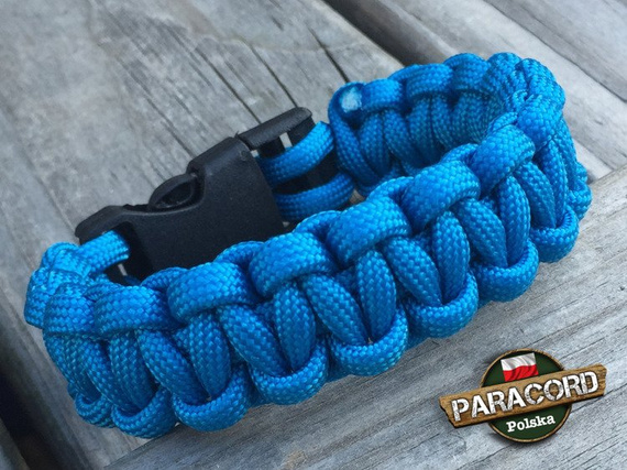 Bransoleta z Paracordu typ "Cobra - Blue" z wplecioną plastikową klamrą