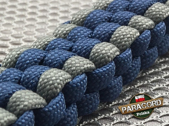 Brelok survivalowy z Paracordu 550 o splocie "Royal Box Knot", kolor: "Dark blue - Gun metal"