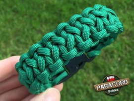 Bransoleta z Paracordu typ "Two Face" z wplecioną plastikową klamrą, kolor "Green"