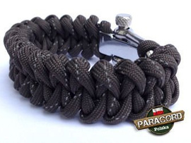 Bransoleta z Paracordu typ "Shark Jaw - Gun grey reflective" z wplecioną metalową regulowną klamrą