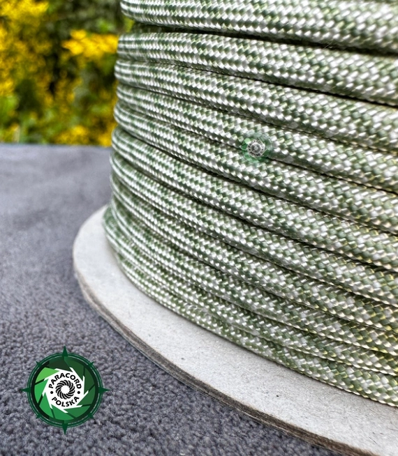 Paracord 550 Typ III, kolor: Roller Guacamole & white - linka spadochronowa z siedmioma rdzeniami