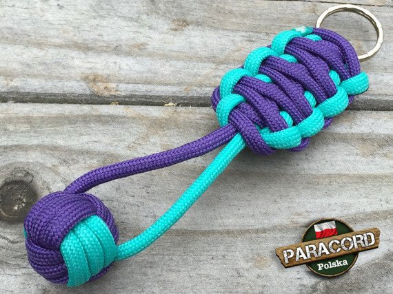 Brelok survivalowy Monkey's Fist "Pięść Małpy", kolor "Acid blue - Purple"