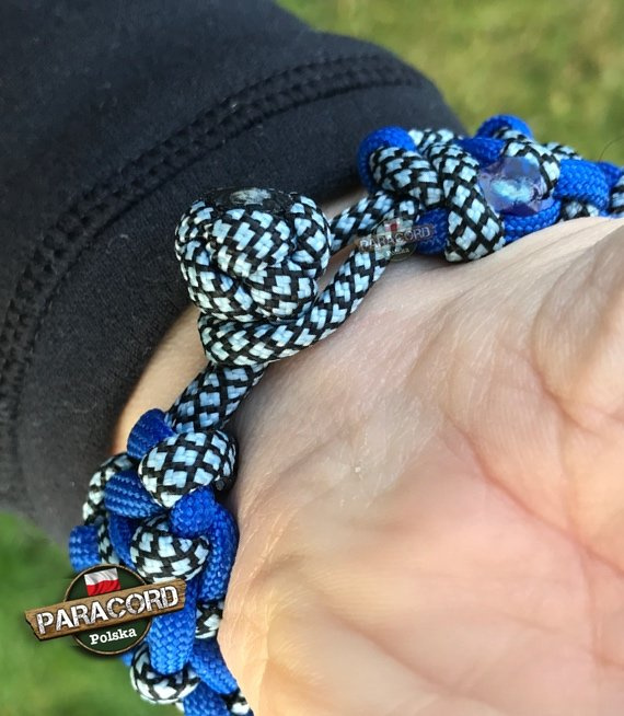 Bransoleta z Paracordu typ "Tesla", kolor: "Sky Blue - Crystal Blue Snake"