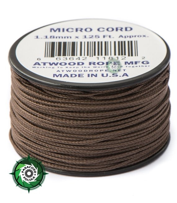 Szpulka linki Micro Cord o długości 38,1 metra, kolor: Brown - mocna poliestrowa linka o średnicy 1,18 mm.