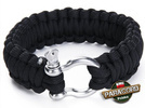 Bransoleta survivalowa z Paracordu typ "Cobra", z wplecioną metalową szeklą, kolor "Black"