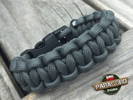 Bransoleta z Paracordu typ "Cobra - Gunmetal" z wplecioną plastikową klamrą