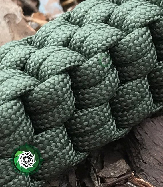 Brelok survivalowy o splocie "King Box Knot", kolor: "Army Green" z metalową szeklą Nite Ize S-BINER