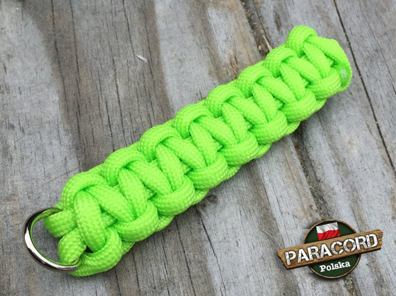 Brelok survivalowy z Paracordu 550 o splocie "Cobra", kolor "Fluor green"