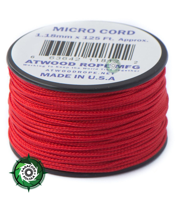 Micro Cord, kolor: Red - mocna poliestrowa linka o średnicy 1,18 mm.