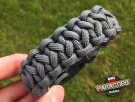 Bransoleta z Paracordu typ "Two Face" z wplecioną plastikową klamrą, kolor "Gun Grey"
