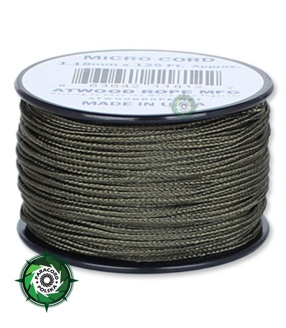 Micro Cord , kolor: Army green - mocna poliestrowa linka o średnicy 1,18 mm.