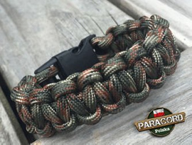 Bransoleta z Paracordu typ "Cobra - Army green camo" z wplecioną plastikową klamrą