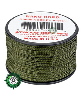 Nano Cord, kolor: Olive Drab - mocna poliestrowa linka o średnicy 0,75 mm.