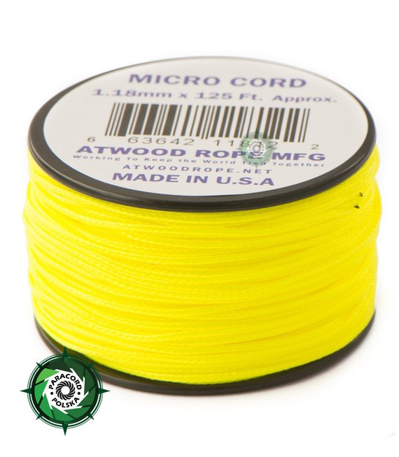 Micro Cord, kolor: Neon Yellow - mocna poliestrowa linka o średnicy 1,18 mm.