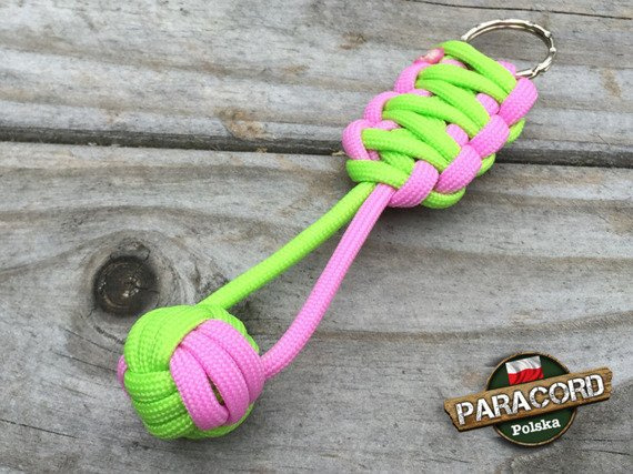 Brelok survivalowy Monkey's Fist "Pięść Małpy", kolor "Fluor green - Pink"