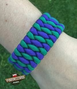 Bransoleta survivalowa z Paracordu typ "Extreme", z wplecioną metalową regulowaną szeklą, kolor: "Dark blue - Green"