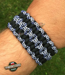 Bransoleta z Paracordu typ "X-Cobra" na klamrze z wbudowanym gwizdkiem, krzesiwem i blachą, Kolor "Diamond - Black"