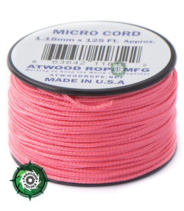 Szpulka linki Micro Cord o długości 38,1 metra, kolor: Pink - mocna poliestrowa linka o średnicy 1,18 mm.