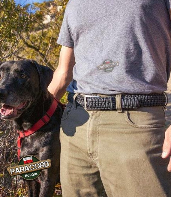 Pasek z Paracordu 550 o splocie "X-Cobra", kolor: "Black" z metalową klamrą