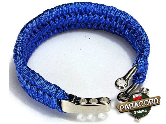 Bransoleta survivalowa z Paracordu typ "Extreme", z wplecioną metalową regulowaną szeklą, kolor "Blue"