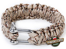 Bransoleta survivalowa z Paracordu typ "Cobra", z wplecioną metalową szeklą, kolor "Desert Camo"