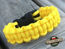 Bransoleta z Paracordu typ "Cobra - Yellow" z wplecioną plastikową klamrą