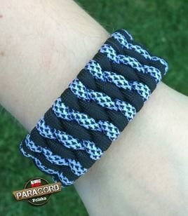 Bransoleta survivalowa z Paracordu typ "Extreme", z wplecioną metalową regulowaną szeklą, kolor: "Black - Diamond"
