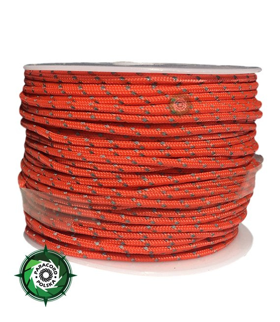 Szpulka linki Paracord P3 Cord. 50 metrów. Kolor: Orange Yellow reflective - mocna poliestrowa linka o średnicy 2,5 mm.