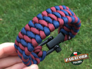 Bransoleta survivalowa z Paracordu typ "Extreme", z wplecioną metalową regulowaną szeklą, kolor: "Dark red - Dark blue"