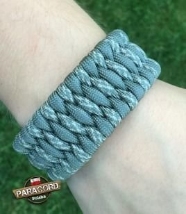 Bransoleta survivalowa z Paracordu typ "Extreme", z wplecioną metalową regulowaną szeklą, kolor: "Gun metal - Digital"