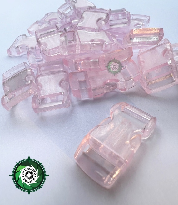 Solidna Oryginalna Plastikowa Klamra typu Fastex 3/8" 10 mm - Rose Pink Transparent