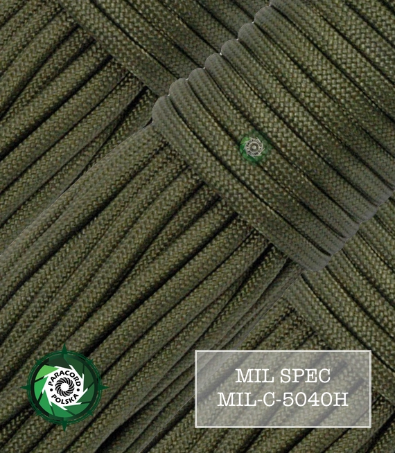 Szpula 30 mb linki Paracord 550 Typ III z normą MiL-C-5040H kolor: Olive Drab